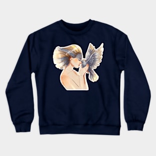 Woman with dove Crewneck Sweatshirt